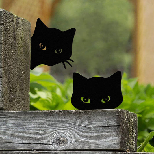 Qmetalart Black Cat Decorations Metal Garden Yard Art Decor Farmhouse Home Decor Outdoor Ornaments Décor Courtyard Lawn Gift Ideal for Cat Lovers Animal Silhouette Set of 2