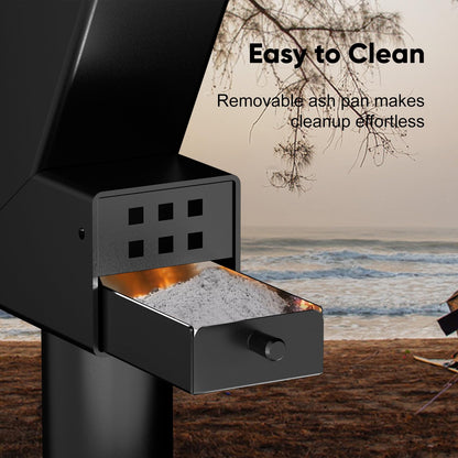 Rayzi 58 Inch Pellet Stove, Outdoor Decorative Wood Pellet Heater Burning Fireplace for Ambiance – Smokeless Flame for Patio Backyard Bonfire, Camping Party Holiday Garden Picnic