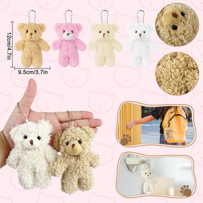 Sealive 12 Pcs Mini Plush Bears (4.7") - Small Stuffed Animals for DIY Valentine's Day Bouquets, Baby Shower Favors, Gender Reveal - Tiny Bear Ornaments for Backpack Keychains & Christmas Stockings
