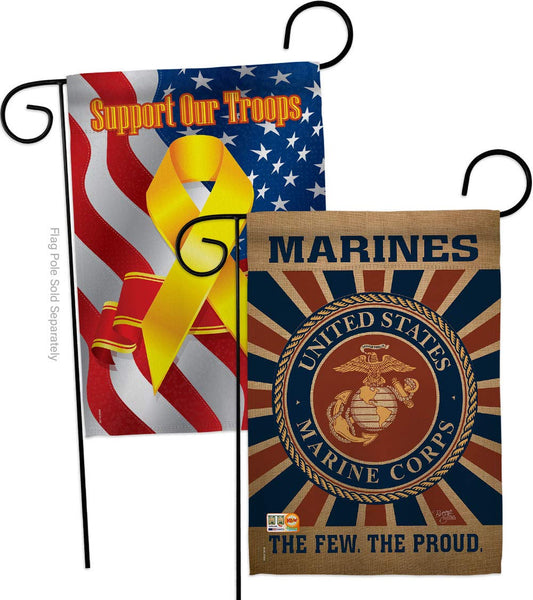 Breeze Decor GP108398-BOAF Marine Corps Americana Military Decorative Vertical Garden Flags Pack, 13"x 18.5", Multi-Color