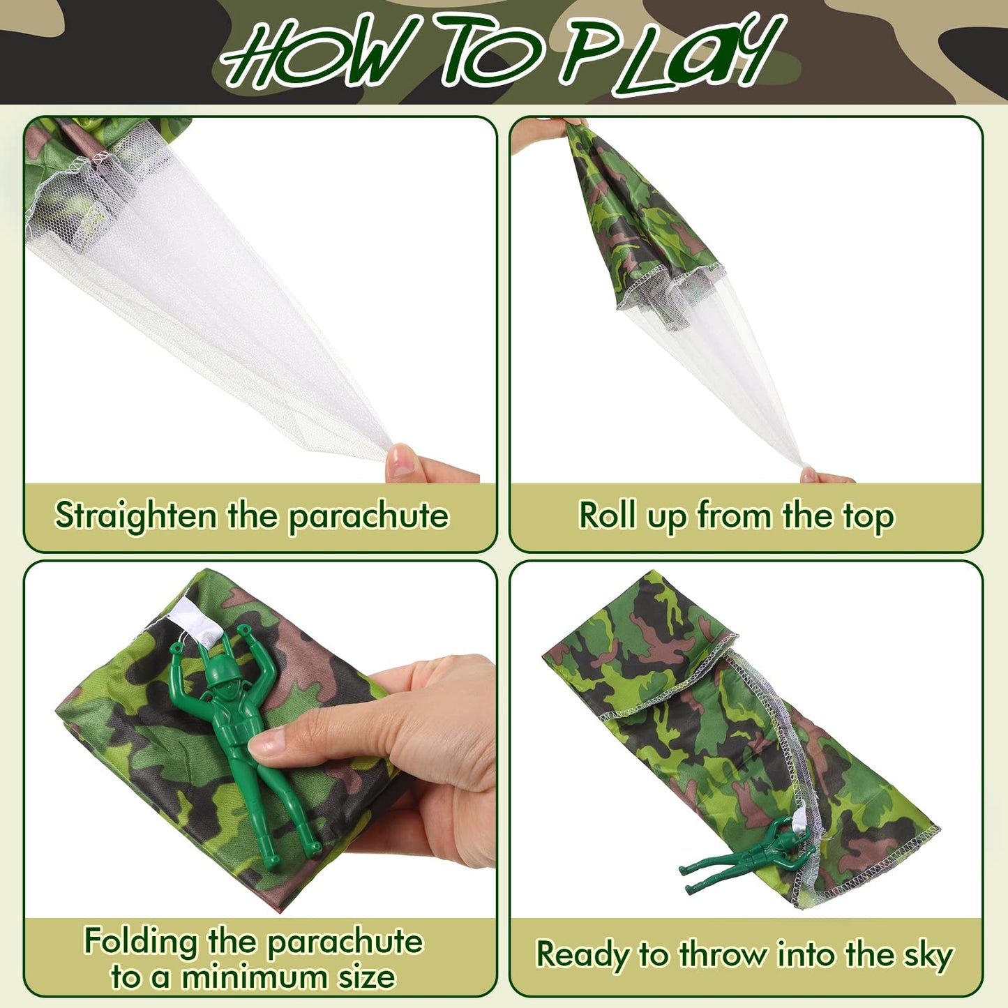 Jerify 20 Pcs Parachute Toys and Camouflage Foam Airplanes Set, Parachute Army Men Toys for Kids Army Hand Throwing and Foam Glider for Boys Gifts Outdoor Party Favors (Camouflage)