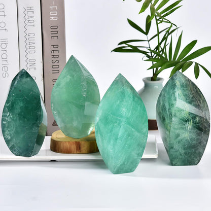 JIC Gem Green Fluorite Crystal Natural Healing Crystal Point Large 4 Sides Tower Fluorite Stone Energy Gemstone Home Decor 1.1-1.7 Lbs