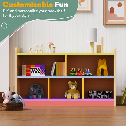 bbgroundgrm Birch Plywood Wood Montessori Shelf - 5-Section Storage Cabinet, 2-Shelf Organizer for Kids, Ideal for Classrooms, Playrooms, Daycares, and Preschools