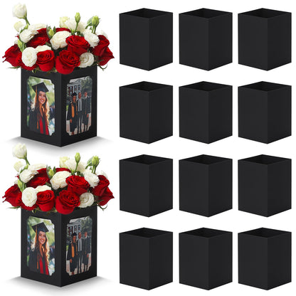 EQOREIIN 15 Pack Graduation Box Centerpieces for Table 6/7 Inch Photo Display，Picture Table Box Photo Props Frame for Grad Party Favors Birthday Wedding Dinner Party Graduation Decorations（Black）