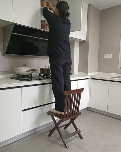 ZHEHUA Convertible Bamboo Stool with Back,Versatile Folding Stool for Home, Garden, Living Room, Kitchen, Bathroom, Bedroom - No Assemble Required