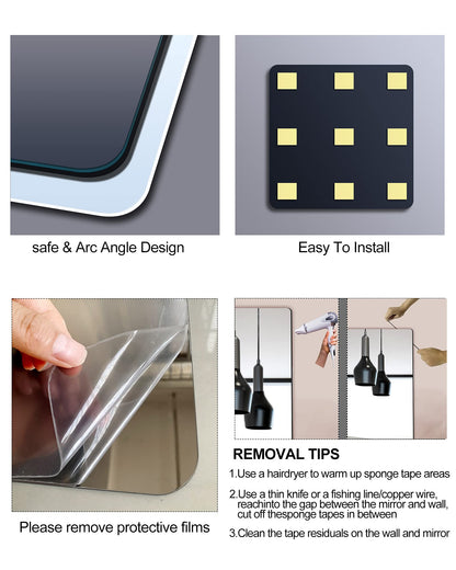 Unbreakable Acrylic Full Length Mirror for Wall Mounted, Full Body Mirror for Kids, Plastic Safe Shatterproof, Extra Thick 1/8", 12" x 12" x 4 PCS, Workout Mirrors for Home Gym, Bedroom Over The Door