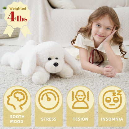 YGZE Weighted Dog Stuffed Animal Realistic Weighted Puppy Plush – 24 Inch, 4 lbs Lifelike Plush Dog Laying Stuffed Animal Gift for Kids & Adults