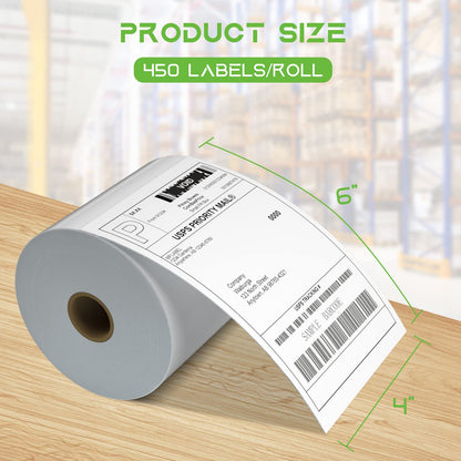 MFLABEL 4x6 Direct Thermal Shipping Labels - 12 Rolls of 450 Labels/Roll, Compatible with Zebra 2844/ZP450/ZP500/ZP505, USPS/FedEx/UPS/Amazon Shipping, Smudge-Resistant & Permanent Adhesive