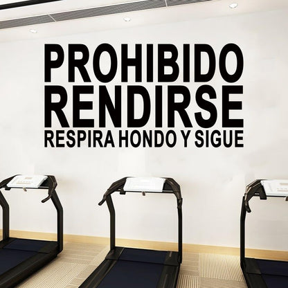 Motivational Quotes Wall Stickers for Gym: Office Inspirational Positive Wall Decals Vinyl Art for Classroom School Bedroom Living Room - Spanish Prohibido Rendirse 21" X 11"