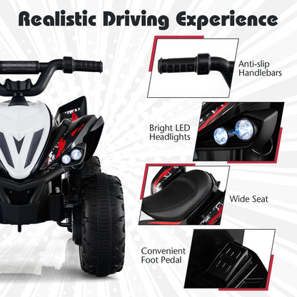 Costzon Kids ATV, 12V 4-Wheeler Quad Electric Vehicle w/ 7 mph Max Speed, 15° Climbing, LED Lights, Music, Wireless Connection, Toddler Ride On ATV Toy, Gift for Boys Girls Aged 3+ (Deep Black)