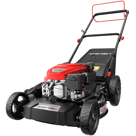 AMERISUN 21-Inch Self-Propelled Gas Lawn Mower for Large Yard, 170cc 4-Stroke Engine, 6-Position Adjustable Cutting Height, 3-in-1 Mulching, Side Discharge & Rear Bag for Garden Landscaping