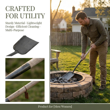 Ash Shovels Fireplace with Long Handle - 24 in Heavy Duty Iron Hot Ash Shovel for Wood Stove Fire Pit Charcoal Grill Pizza Oven Kitchen Camping Gardening Indoor Outdoor