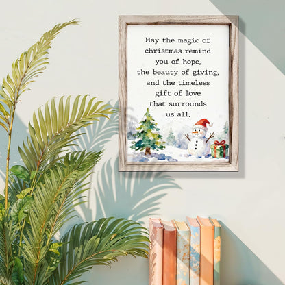 Christmas Decor, Inspirational Christmas Quote Wood Sign, Snowman Decors, Xmas Tree Home Party Decor, Wall Decors Art, Xmas Gift for Women Men, Framed Wall Plaque Sign 38 * 29 inches