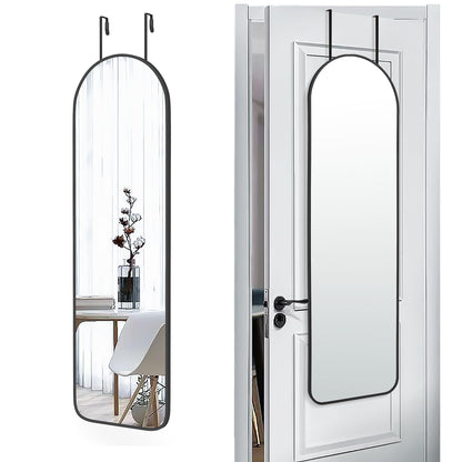 SCWF-GZ 47x14 Mirror Full Length Back Door Hanging or Wall Mounted Aluminum Metal Frame Arch Mirrors for Entryway Bedroom Bathroom Dressing Living Room 47 14 inch Black