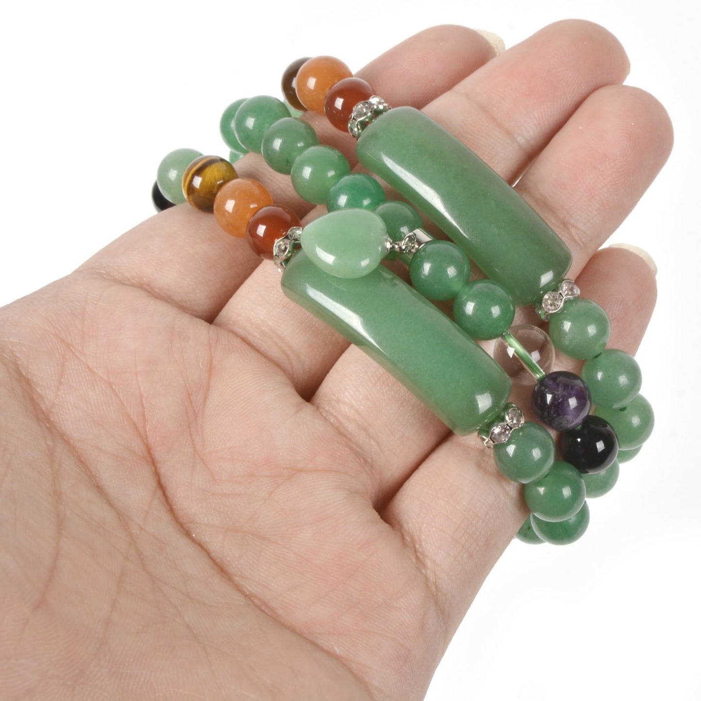 Justinstones Green Aventurine Natural Healing Stone Bracelet 8mm Beads Chakra Crystal Energy Heart Charm Bracelet Love Friendship Anxiety Crystal Healing Stone Chakra Bracelet