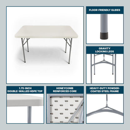 OEF Furnishings OEFBT2448 Utility Series Heavy-Duty Premium Commercial-Grade Indoor/Outdoor Folding Table (24 x 48 in, Rectangular, Speckled Gray Top/Gray Frame)