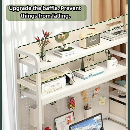 Desktop Bookshelf, pegboard Storage and Organization Rack, Dorm Desk Shelf, Desk Hutch, Desktop Storage for Office, Study, Student Display Rack,Desktop Shelves (White 45.3" Lx9.9 Wx37 H)