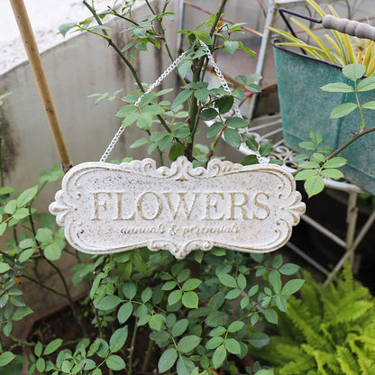 Chic Metal Garden Sign - Hanging Flower Sign Yard Decor - Rustic Farmhouse Backyard Outdoor Wall Decor