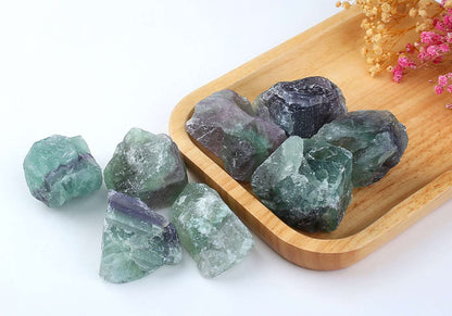 LAIDANLA Fluorite 2" Natural Rough Stones Crystal Large Raw Crystals Bulk Healing Gemstones for Reiki Healing Tumbling Fountain Rocks Wire Wrapping Decoration Cabbing Lapidary 4PCS 0.55lb