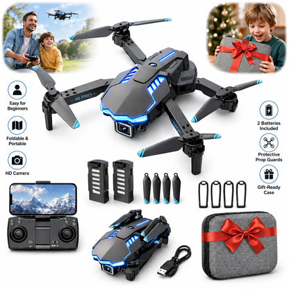 Drone with Camera 1080P with Brushless Motor Mini Drone for Beginner, Long Fly Time, One Key Start, Headless Mode, 2 Batteries, RC Quadcopter Helicopter Toy Gifts for Teen Boys and Girls
