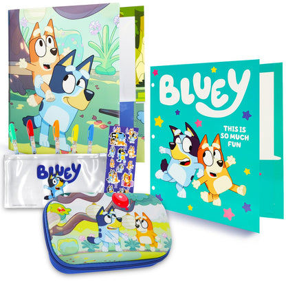 Bluey School Supplies Set for Kids - Bundle with Pencil Case and 2 Portfolio Folders for Elementary Students | Bluey School Supplies for Boys, Girls