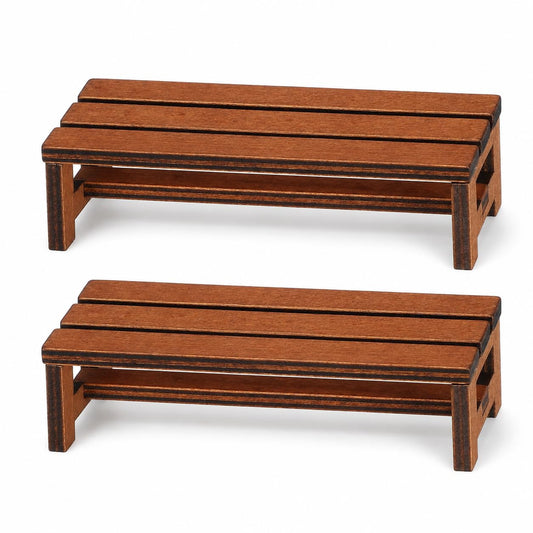 DECHOUS 2 Pack Miniature Wooden Bench for Dollhouse Furniture - Fairy Garden Bench Dollhouse Accessories for Doll House Garden Park Decoration