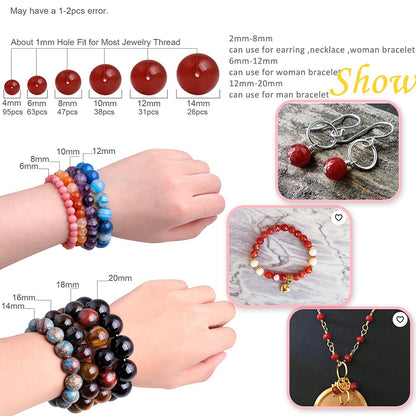 GEM-Inside Natural 18mm Carnelian Red Agate Round Gemstone Loose Beads Crystal Energy Stone for Jewelry Making 15 Inches