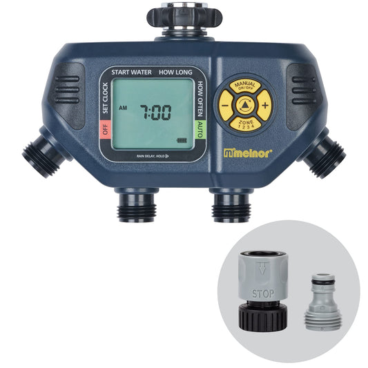 Melnor 65140AMZ 4 Zone Digital Timer, Black, Yellow