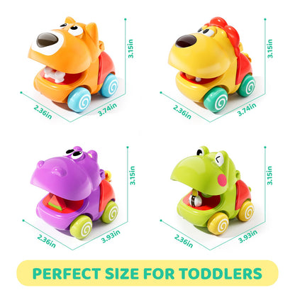 ALASOU Push and Go Animal Car Toys for 1 Year Old Boy Girl|Baby Toys 1 Year Old Boy Gifts for Toddlers 1-3|Vehicle Toy Set for Toddler Toys 1-2|1st Birthday Gift for Infant 6 9 12 18 Months