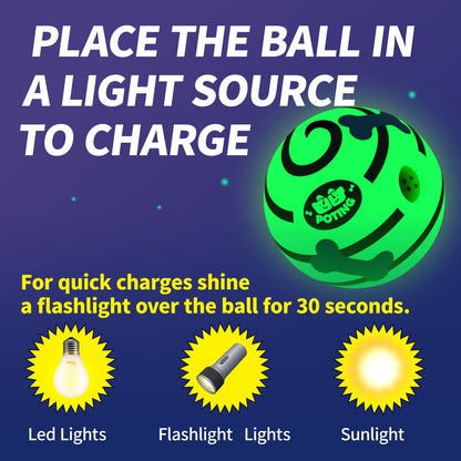 POTING Giggle Ball for Dogs 2 Pack, Glowing Interactive Dog Toys Balls, Rolling Squeaky Toy for Large Medium Small Dogs, Fun Giggle Sounds Attract Attention When Rolled or Shaken - 3.94 inch