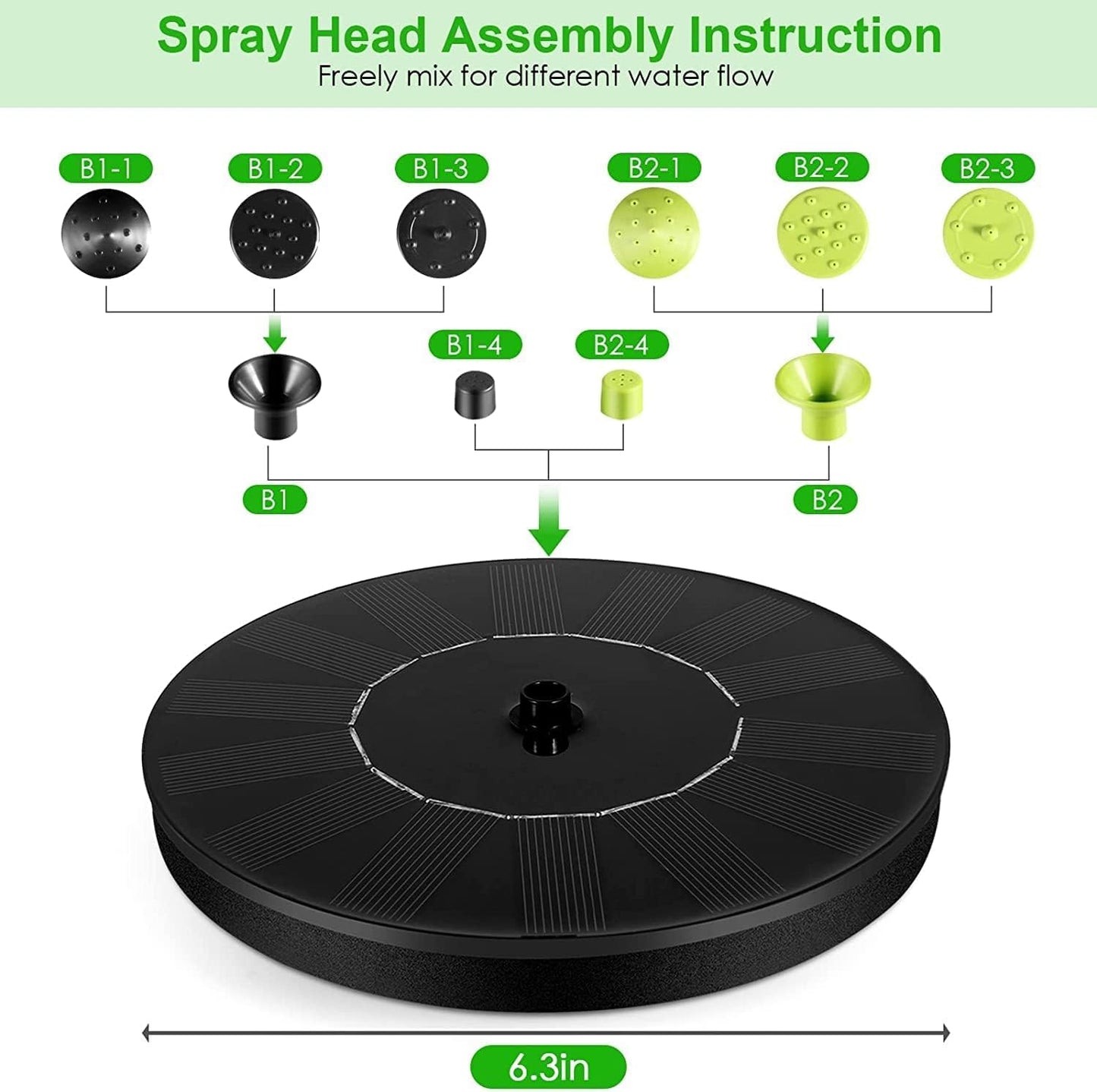 Bird Bath Fountain Pump Solar Powered, 2026 Upgrade 1.4W Floating & Standing Water Pump with 10 Nozzles for Garden, Pond, Pool, Outdoor