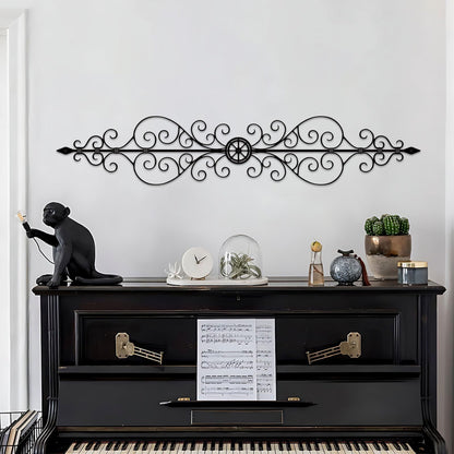 ruelen Metal Scroll Wall Decor Rustic Iron Wall Medallion Small Traditional Metal Scroll Wall Art for Home Living Room Front Porch Above Door Hallway Entryway Decoration