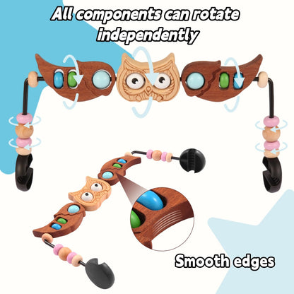 juhg Toy Bar Compatible with Baby Bjorn Bouncer，Baby Bouncer Toy Bar ，Wooden Bouncers Toys Attachment, Fun Owl-Shaped Design for Babies of All Ages to Play