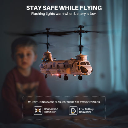 SYMA Remote Control Helicopter, S52H Military Transport RC Helicopter with Altitude Hold, One Key take Off/Landing, LED Light, Low Battery Reminder, Army Toys for Kids and Military Fans