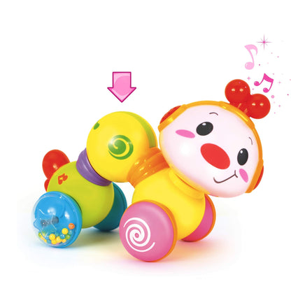 Stone and Clark Musical Press & Go Caterpillar Toy, Baby Toys 6 to 12 Months, Light Up Head Inchworm Infant Toys, Baby Crawling & Educational Toys for 1 Year Old Boys & Girls