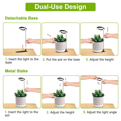 Kullinss Grow Light, 48 LEDs Full Spectrum Plant Lights for Indoor Growing, Halo Plant Light with 3/9/12H Timer, 3 Color Modes, 10 Brightness, Height Adjustable Grow Lamp for Small Plants (2 Pack)