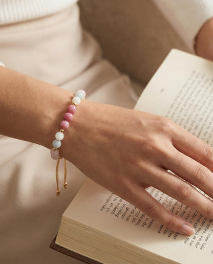 HGDEER Anxiety Relief Items Crystals Beaded Bracelets for Women, Stress Healing Moonstone Rose Quartz Stone Mental Health Gifts Anti Panic Attack Comfort Natural Spiritual Protection Calming