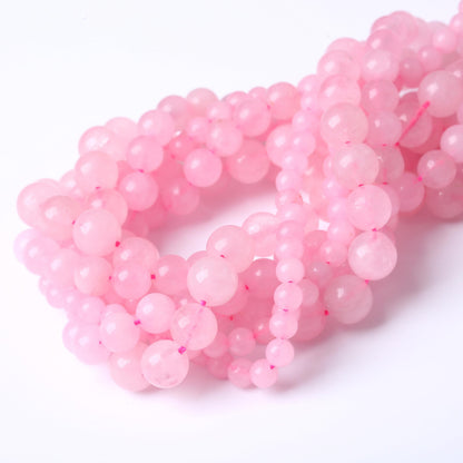 Natural Pink Crystal Beads Gemstone Round Crystal Energy Stone Jewelry Making DIY Bracelet Necklace Jewelry Making 1 Strand 15" 10MM 35PCS