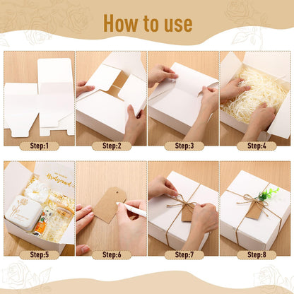 Teenyyou 60 Pcs Bridesmaid Proposal Gifts Bridesmaid Box Set Maid of Honor Gift Wedding Bridal Shower Include Jewelry Box Glass Cup Scrunchies Hair Knotted Bracelets Hand Cream Lip Balm Cards(White)