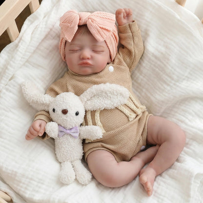 KSBD Realistic Reborn Baby Dolls-20 inch Sleeping Lifelike Newborn Real Life Baby Dolls, Soft Cloth Body with Feeding Toy Accessories for Kids Age 3 +