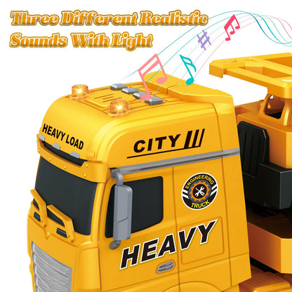 lonfypeng 3-in-1 Construction Truck Toy for Ages 3-6 – 25.6 Inch Extra-Large Semi-Truck with Lights & Sounds, Detachable Excavator and Light & Sound Dump Truck, Inertia Vehicle Set
