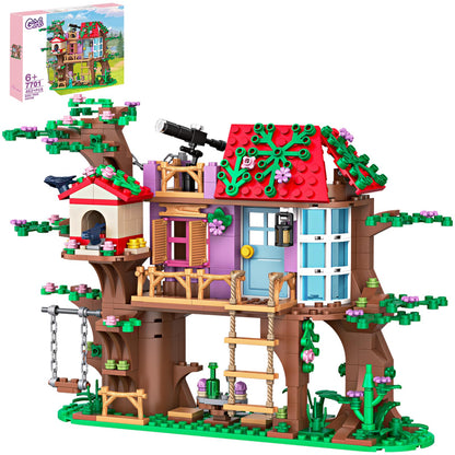 Myth Qholve Bird Tree House Building Block Set Creative Forest Playhouse Toy with Swing Ladder and Bird Nest Nature Adventure Kit for Nature Loving Kids Teens