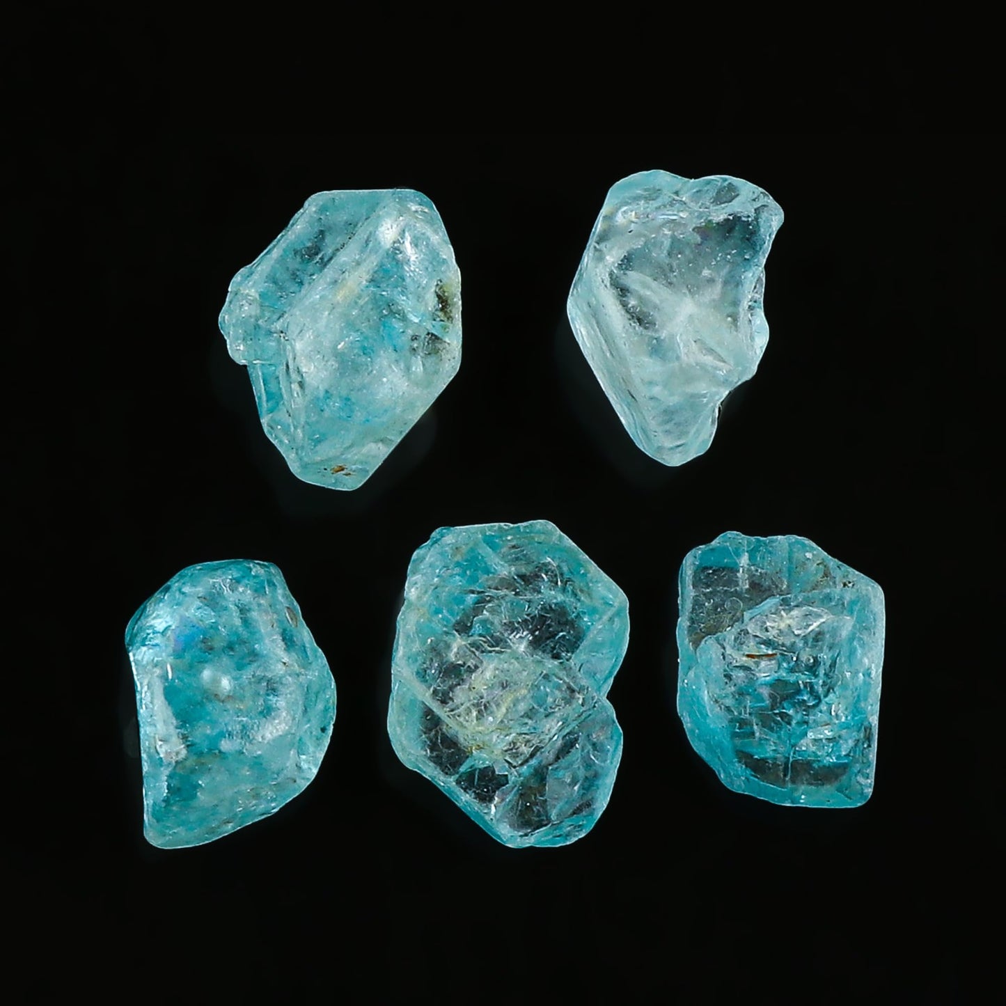 CRYSTALINES 5pcs Natural Raw Blue Zircon Gemstones, Bulk Rough Stones, DIY Craft-Jewelry Making, Wholesale Loose Supply, Chakra Healing Crystals, December Birthstone, Gem Collection
