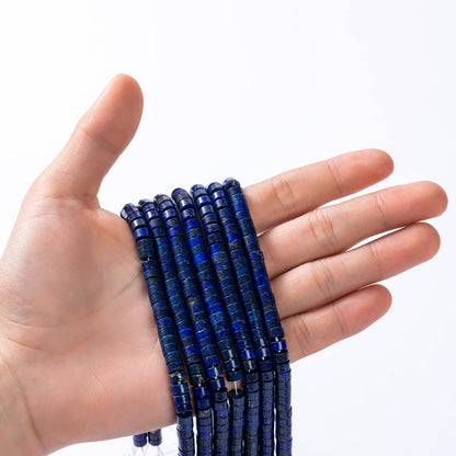 Natural Lapis Lazuli Stone Spacer Beads 6x3mm 38cm/str Flat Round Loose Semi Gemstone Caps for Making Bracelets Necklace
