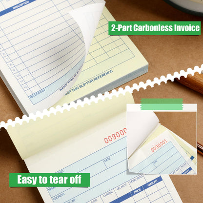 Lincia 12 Pads Sales Order Books 2 Part Carbonless (White/Canary Yellow) Receipt with Carbon Copies Cover Receipt Form Invoice 50 Sets Per Book (4.18 x 7.2 Inch/ 10.6 x 18.3 Cm)