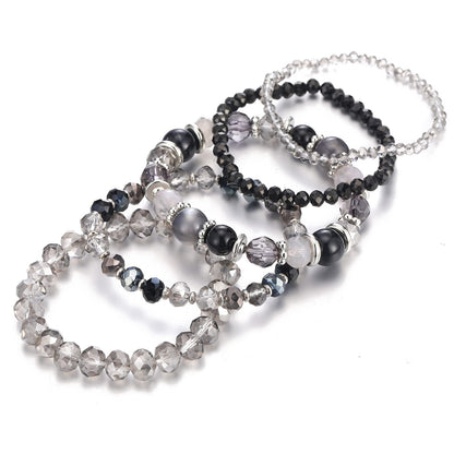 Noessla Beaded Boho Stretch Bracelet Colorful Stackable Crystal Beads Bracelets Trendy Costume Jewelry Mothers Day Gifts for Women(21-Black)