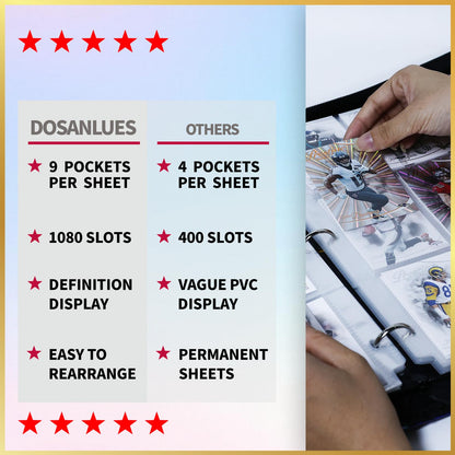 1080 Pockets Card Binder 9 Pocket, Trading Card Binder with 60 Page Removable Sleeves, Zipper Card Book Album Holder[PROTECTIVE][PLEASANT TOUCH SURFACE]
