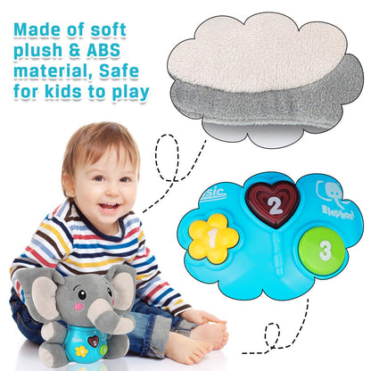 Aitbay Plush Elephant Music Baby Toys 0 to 6 Months, Cute Stuffed Animal Light Up Baby Toys Newborn Baby Musical Toys for Infant Babies Boys & Girls Toddlers 6 to 12 Months