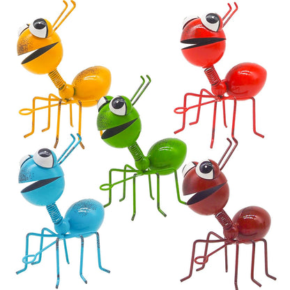 Cruis Cuka Metal Yard Art Cute Ant 5 Pcs Garden Decor for Outside Lawn Ornaments Porch Backyard Wall Sculpture Fence Decorations