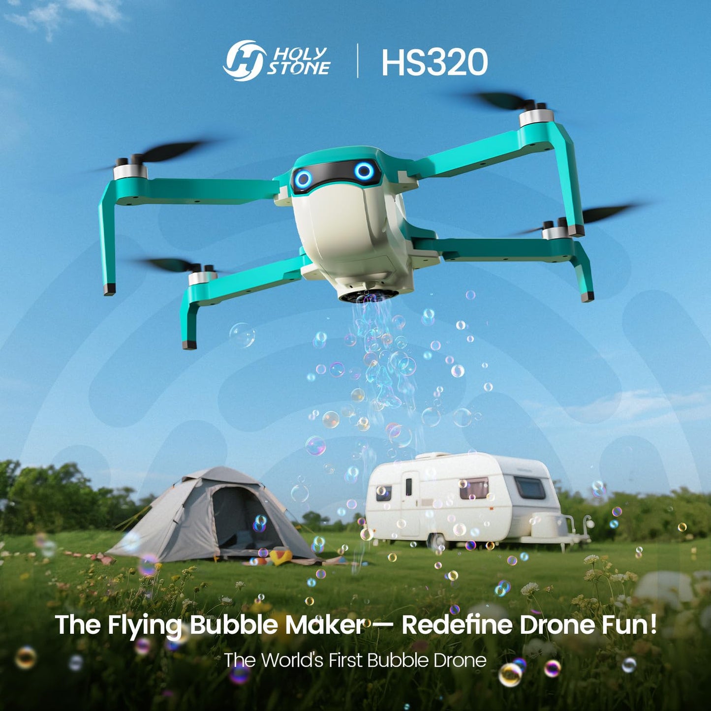 Holy Stone HS320 Bubble Drone for Kids and Beginners –Bubble Machine with Headless Mode, Auto Rotation, One‑Key Takeoff & Landing, Two Batteries, Great Gift Toy for Outdoor Play, Parties, Boys & Girls